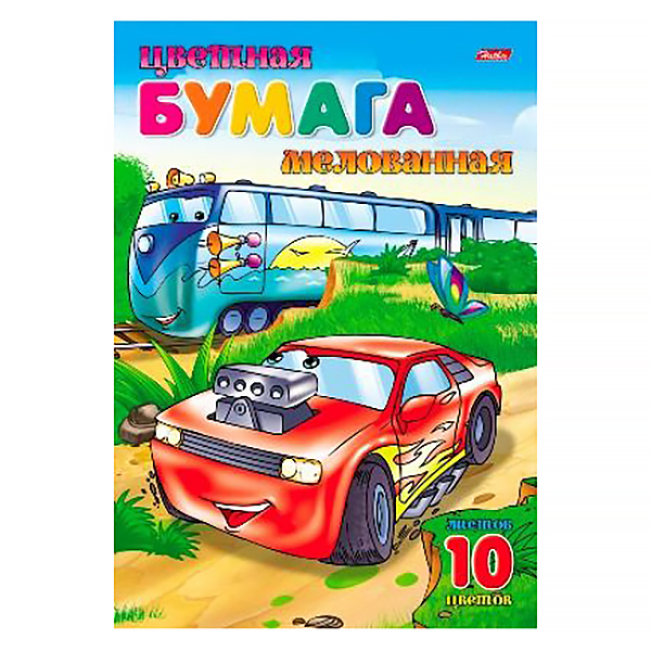 Бумага цветная Hatber  "Тачки" А4 (10 листов, 10 цветов) — Абсолют