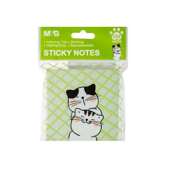 Клейкий блок "M&G" So Many Cats, 76х76мм, 100л, зелен.