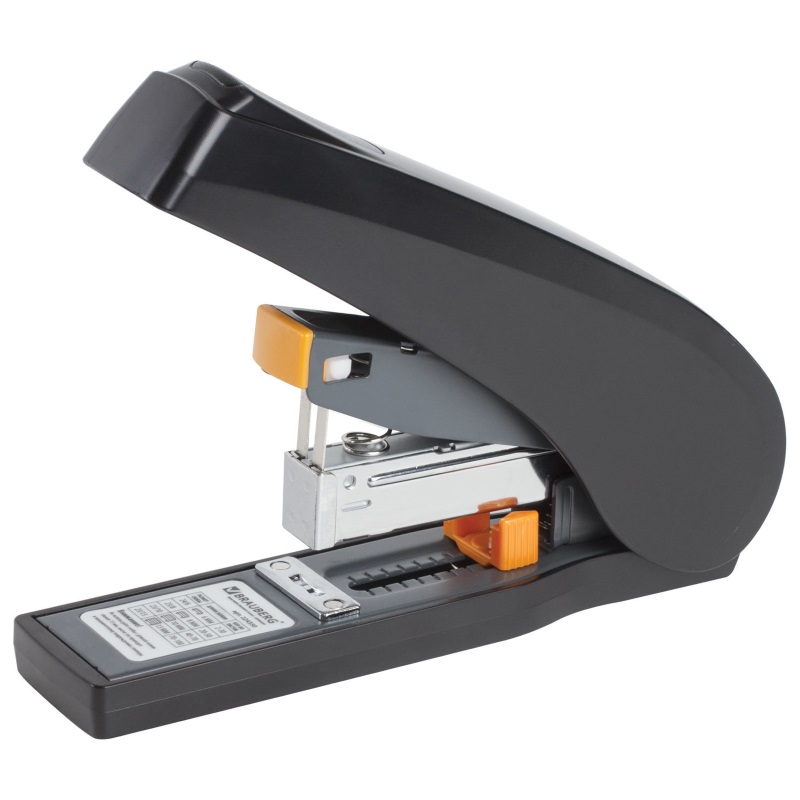 Степлер мощный до 100л. (24/6-23/13) BRAUBERG Easy Press, БЕЗ УСИЛИЙ, черный