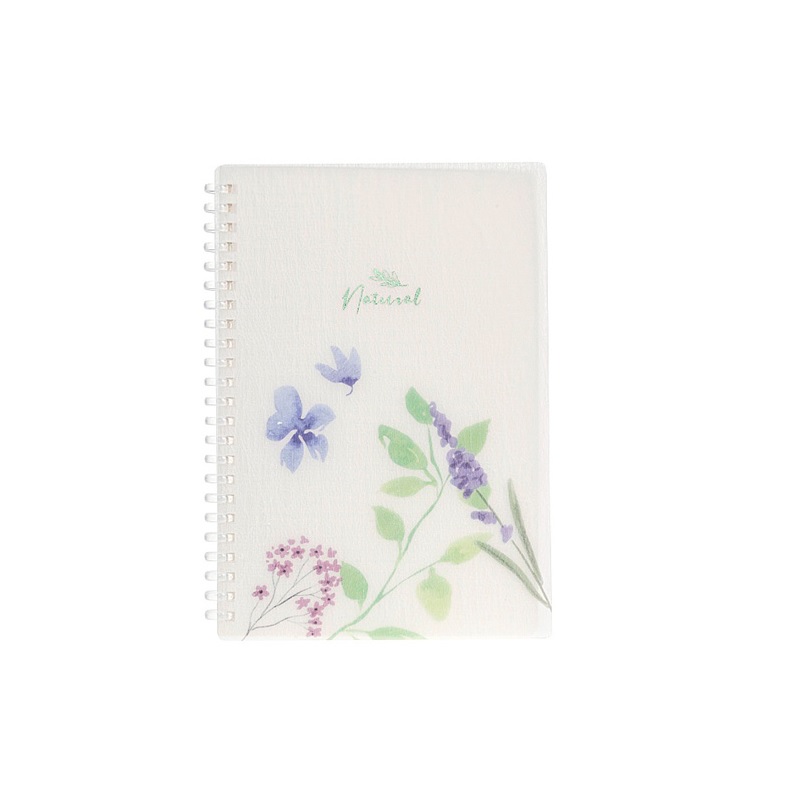 Тетрадь  А5  80л. кл. спир. Хатбер "Natural Blue Flowers", облож. пластик с печатью
