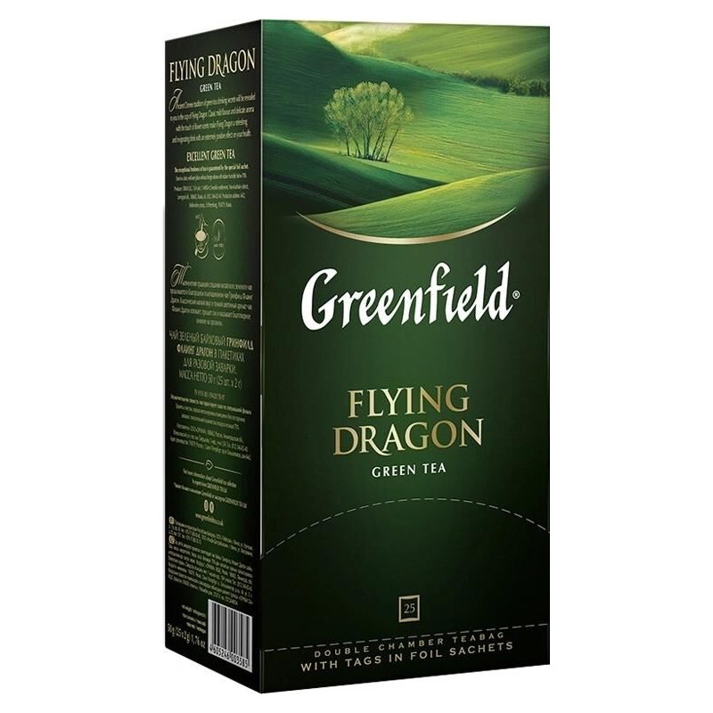 Чай  25 пак. Гринфилд Flying Dragon, 2г, зеленый, классический/10