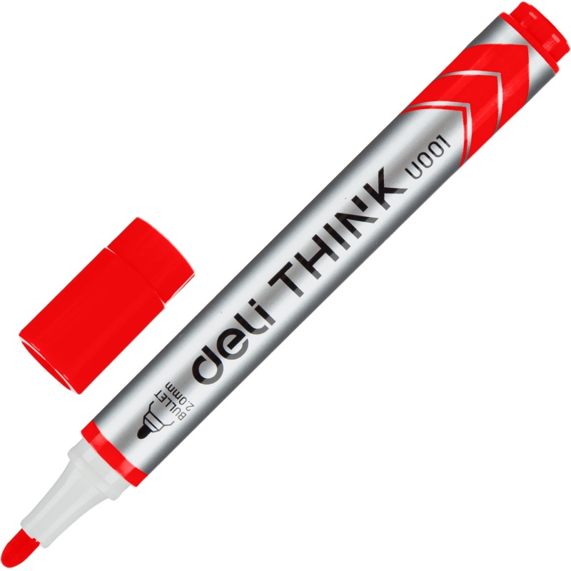 Маркер д/доски Deli Think, кругл. пиш. наконеч, 2мм, красный
