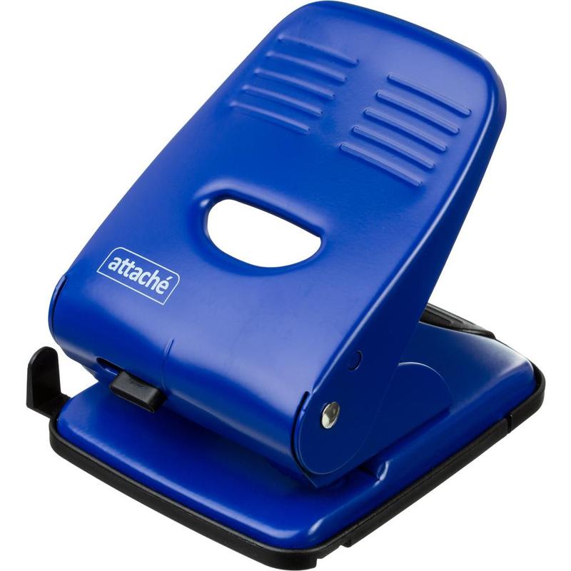 Дырокол на  40л. Attache метал.,синий, с линейкой /