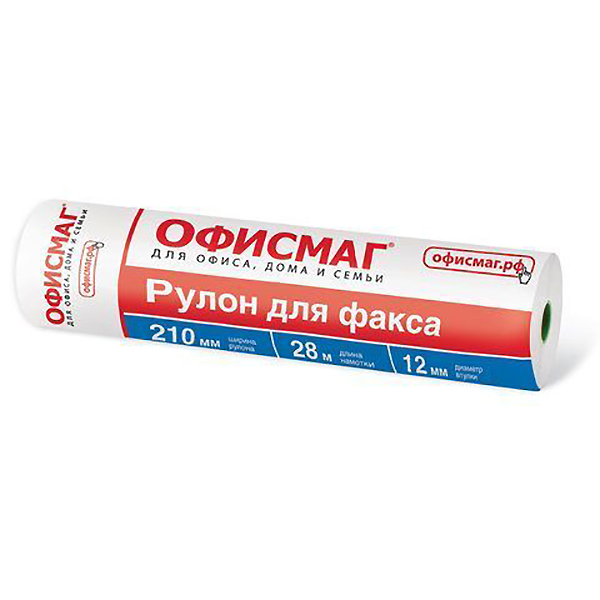 Бумага факсовая 210 мм  28м. Офисмаг/24