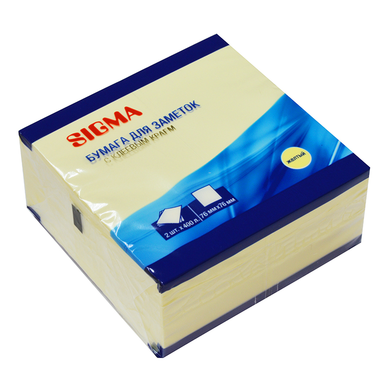 Блок с кл.сл. 76х76, Sigma, 400л., пастель желтый