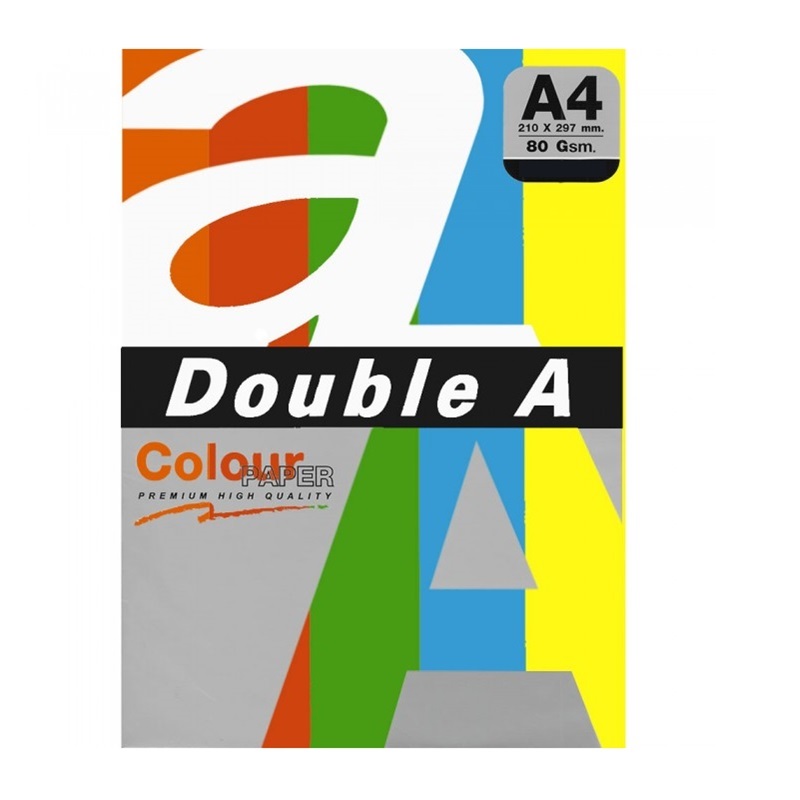 Бумага Double A, А4  80 г.АССОРТИ (05цв. по 100л.) 500л. яркие цв.