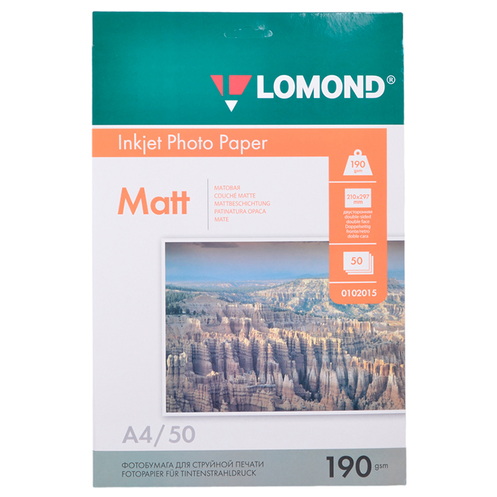 Фотобумага "Lomond" А4, матовая, 190 г/м2, 50 листов — Абсолют