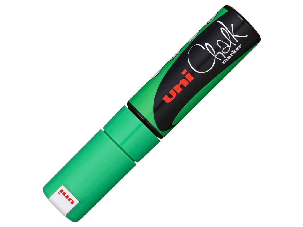 Маркер меловой "UNI Chalk", 8 мм, зеленый флуоресцентный — Абсолют