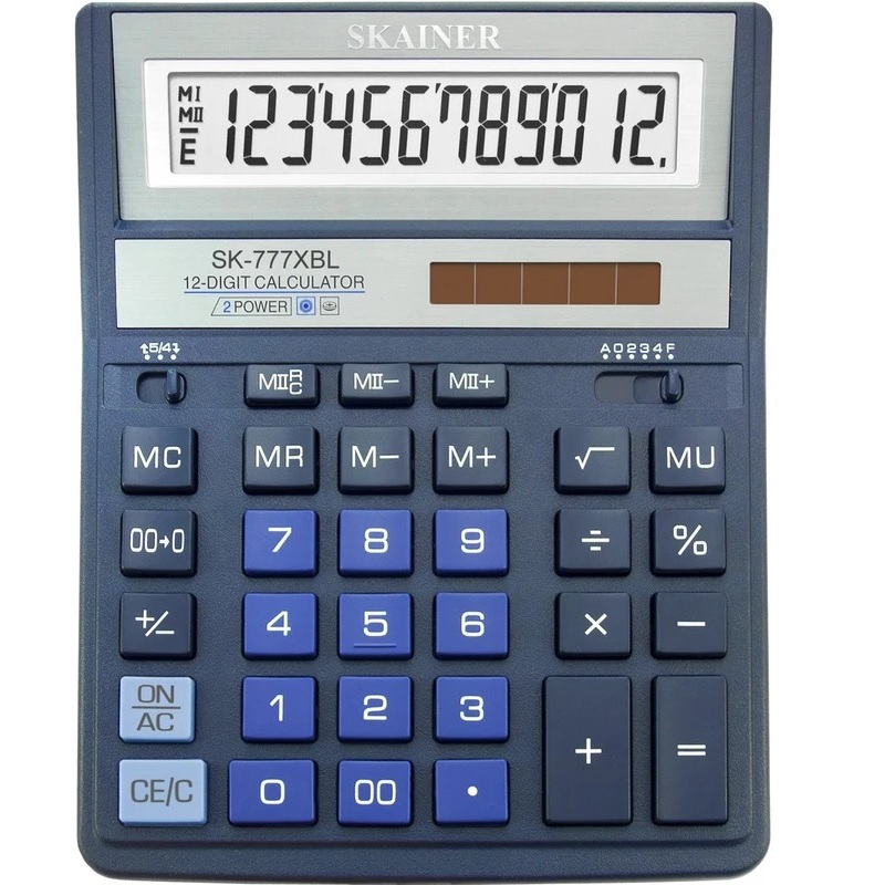 Калькулятор 12 раз. (157*200*32) SKAINER  / SK-777XBL / син.
