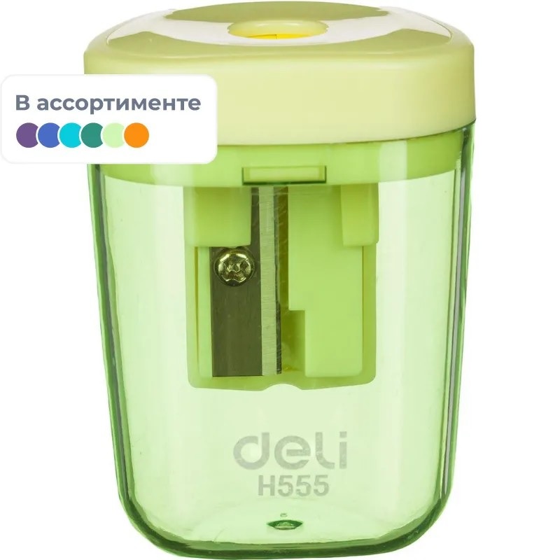 Точилка  механ. Deli Macaron 1отв., пласт, ассорти